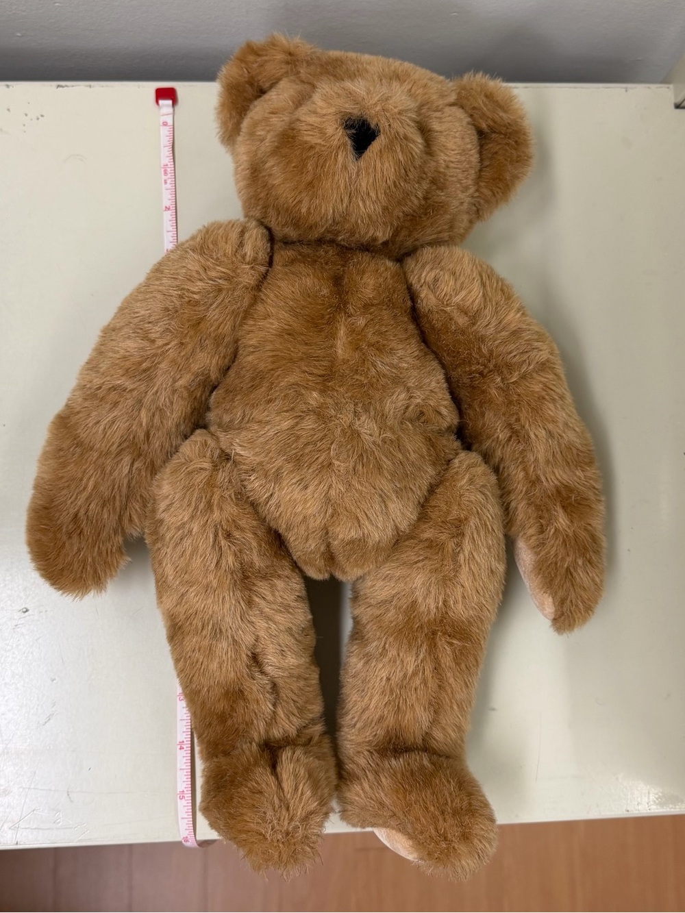 Vintage Vermont Teddy Bear 1991-1993 Jointed Arms & Legs, Suede Nose & Pads, 16" - Picture 9 of 10